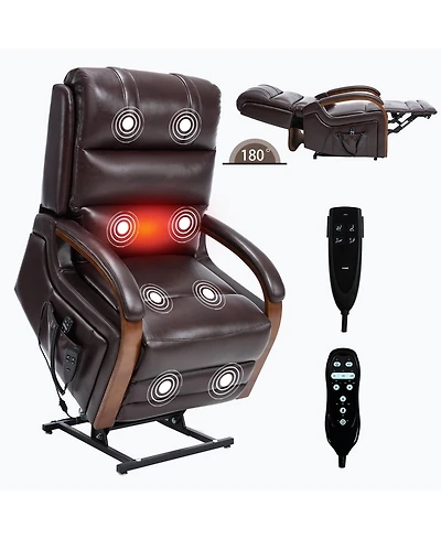 Lift Chair Dual Motor Infinite Position Recliners Up to 350 Lbs with Solid Wood Armrests and Heat Massage