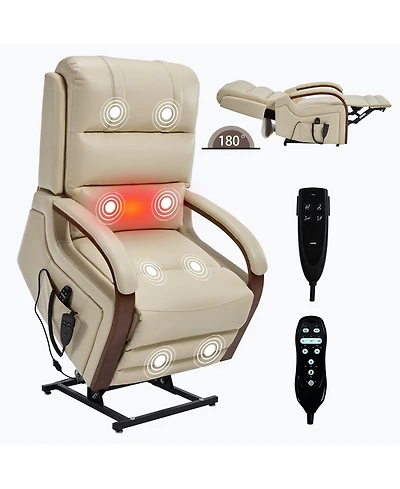 Lift Chair Dual Motor Infinite Position Recliners Up to 350 Lbs with Solid Wood Armrests and Heat Massage