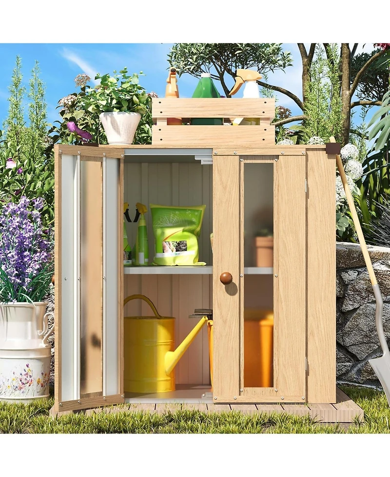 Aecojoy Small Outdoor Storage Cabinet Waterproof with Shelves, Vertical Garden Storage Sheds