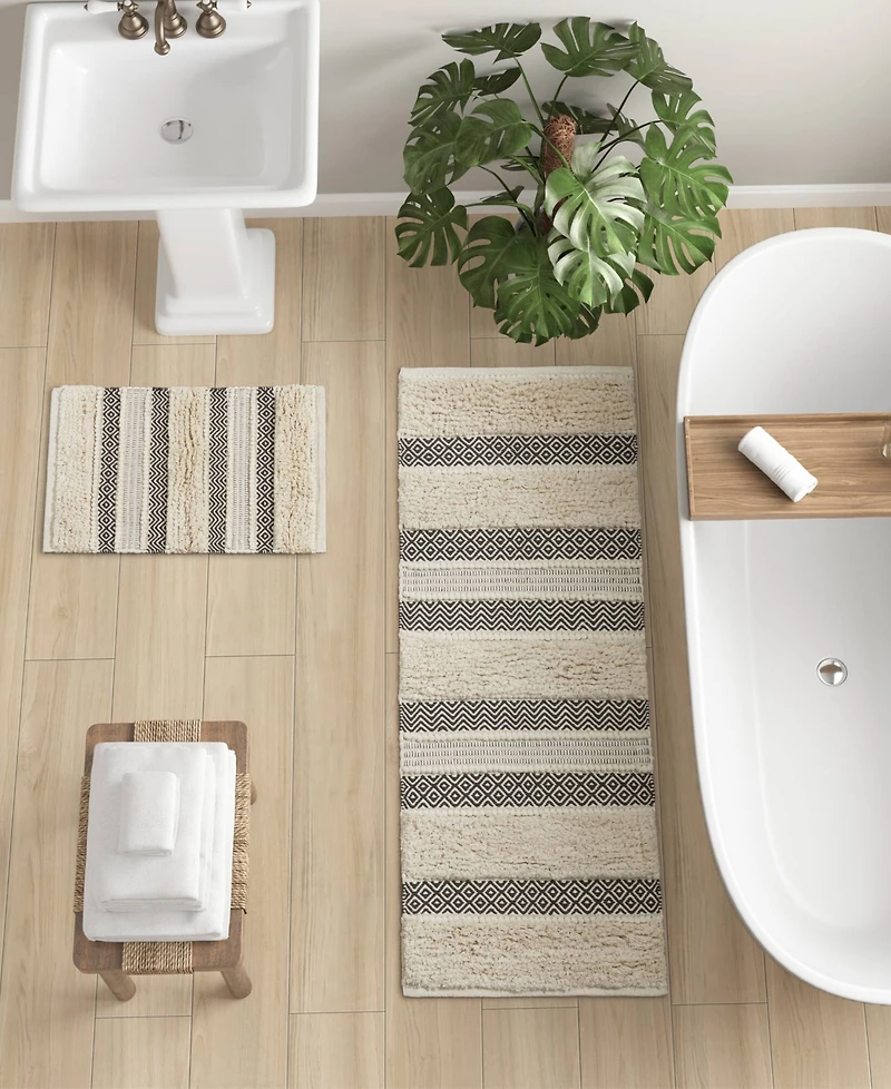 Ink+Ivy Asher Woven Texture Stripe Bath Rug