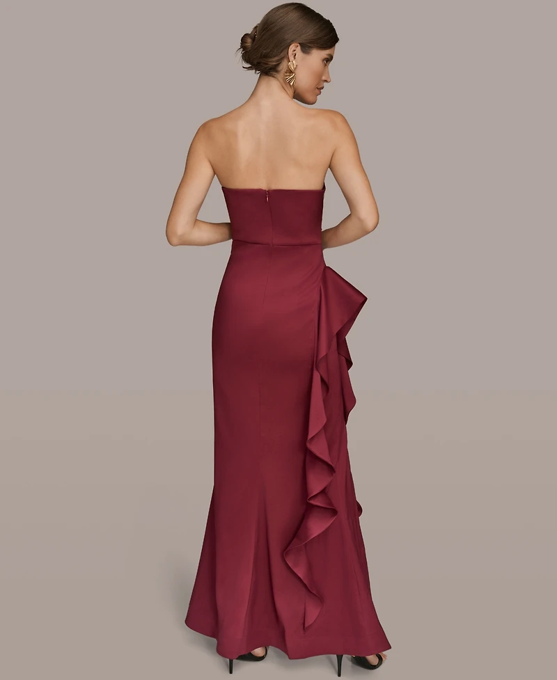 Donna Karan New York Women's Strapless Side Ruffle Dress