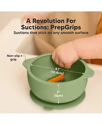 KeaBabies 2-Pack Prep Baby Bowls with Suctions & Lids, Silicone for Boy, Girl, Toddler Suction Bowl, Kids Bowl Bpa-Free