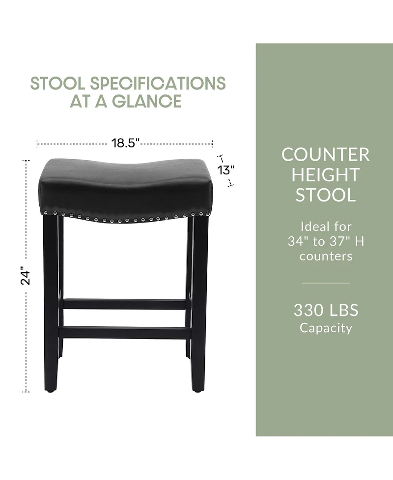 24" Upholstered Saddle Seat Counter Stool