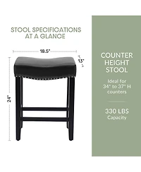 24" Upholstered Saddle Seat Counter Stool