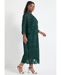 June + Vie Women's Bell-Sleeve Lace Midi Dress