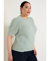 June + Vie Women's Puff-Sleeve Knit Sweater