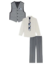 Nautica Boys 2T-7 4-Piece Deco Sharkskin Vest, Shirt, Tie and Pants Set