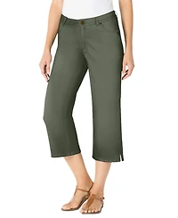 Woman Within Women's Stretch Denim Five-Pocket Capri Jeans