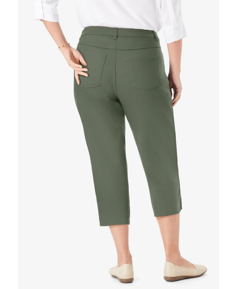 Woman Within Women's Stretch Denim Five-Pocket Capri Jeans