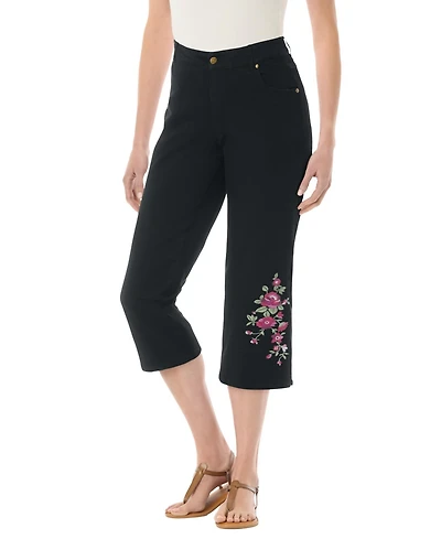 Woman Within Women's Stretch Denim Five-Pocket Capri Jeans