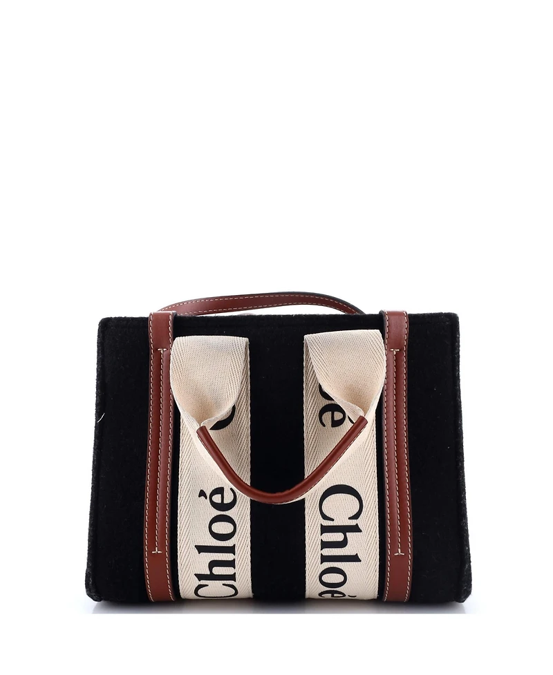 Pre-Owned Chloe Small Woody Tote Felt with Leather and Canvas