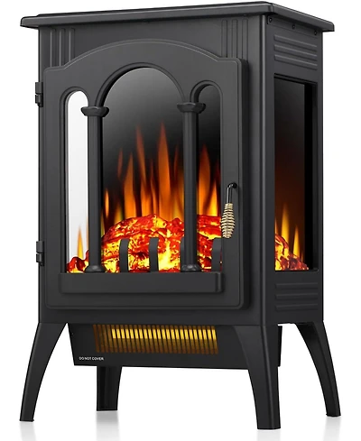 Cowsar Electric Fireplace Stove, Freestanding Electric Fireplace Heater with Adjustable Flame Brightness, Overheating Protection, 1000W/1500W, for Liv