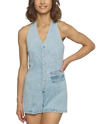 Central Park West Women's Denim Suiting Romper