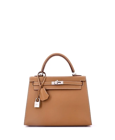 Pre-Owned Hermes Kelly 25 Handbag Verso Epsom with Palladium Hardware