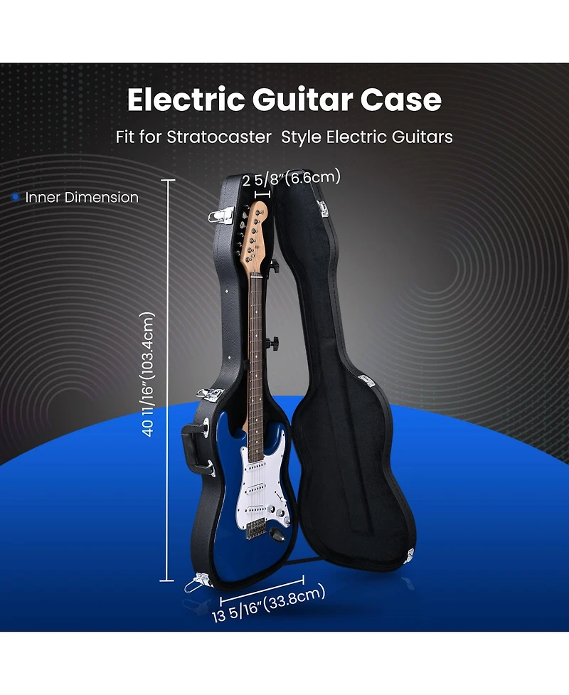 Yescom Electric Guitar Case for Stratocaster Style w/ Folding Guitar Floor Stand