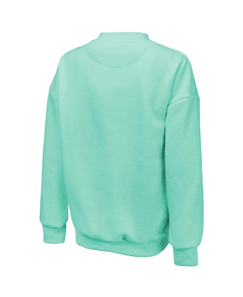 Majestic Women's Mint New York Liberty Primary Logo Drop Shoulder Tri-Blend Pullover Sweatshirt
