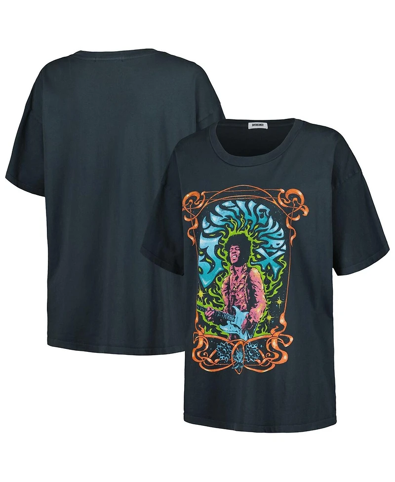 Daydreamer Women's Charcoal Jimi Hendrix Psychedelic Nouveau T-Shirt