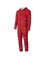 Concept Sport Men's Scarlet San Francisco 49ers Shuffle All-Over-Print Microfleece Full-Zip Union Suit