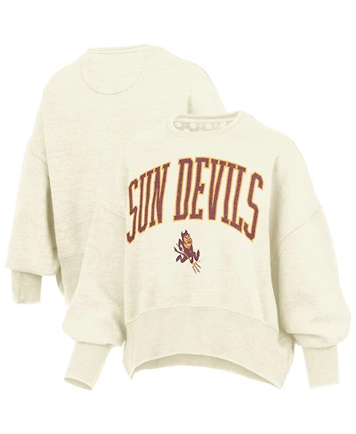 Pressbox Women's Natural Arizona State Sun Devils Oversized Waist-Length Crewneck Sweatshirt