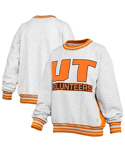 Pressbox Women's Heather Gray/Tennessee Orange Tennessee Volunteers Endzone Crewneck Sweatshirt
