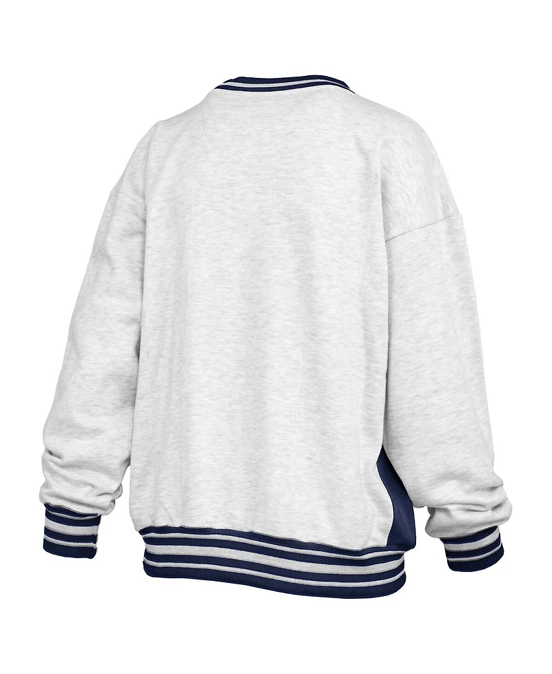 Pressbox Women's Heather Gray/Navy Penn State Nittany Lions Endzone Crewneck Sweatshirt
