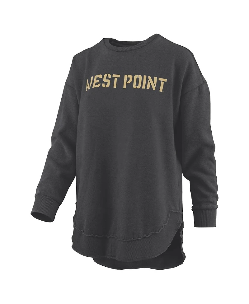 Pressbox Women's Black Army Black Knights Melange Poncho Vintage Fleece Long Sleeve Pullover Sweatshirt