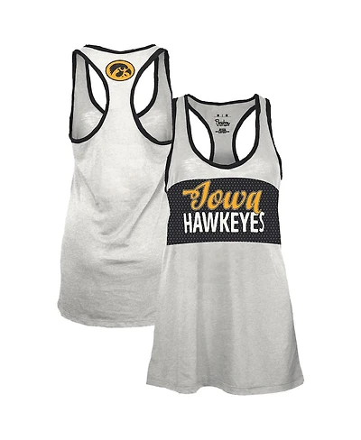 Pressbox Women's White/Black Iowa Hawkeyes Tracy Racerback Burnout Tank Top