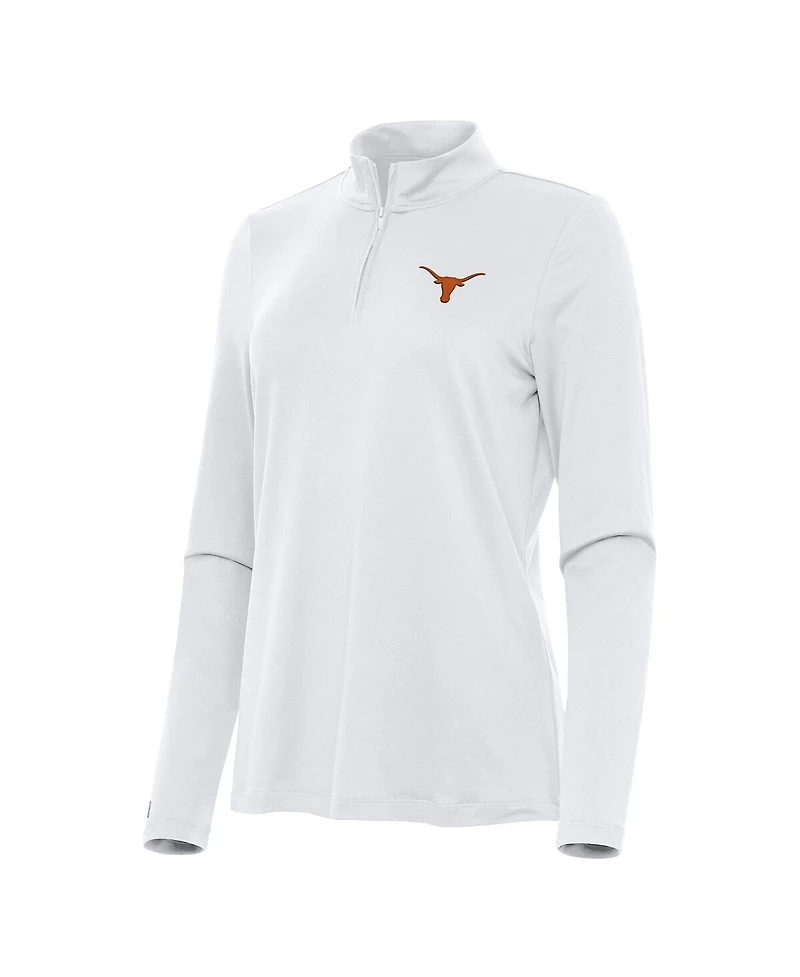 Antigua Women's White Texas Longhorns Reprocess Quarter-Zip Sweatshirt