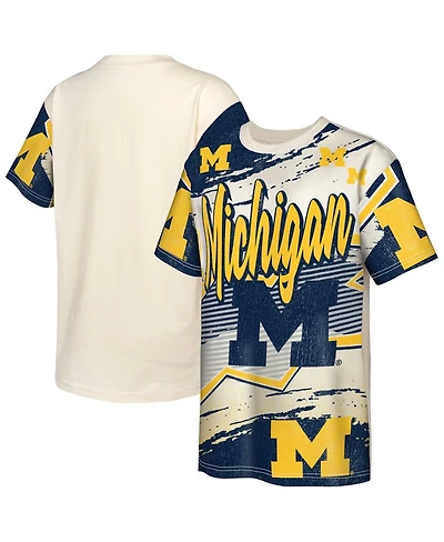 Outerstuff Big Boys and Girls Cream Michigan Wolverines Make Noise T-Shirt