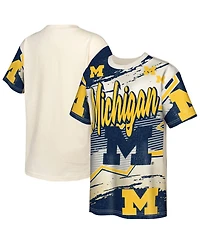 Outerstuff Big Boys and Girls Cream Michigan Wolverines Make Noise T-Shirt