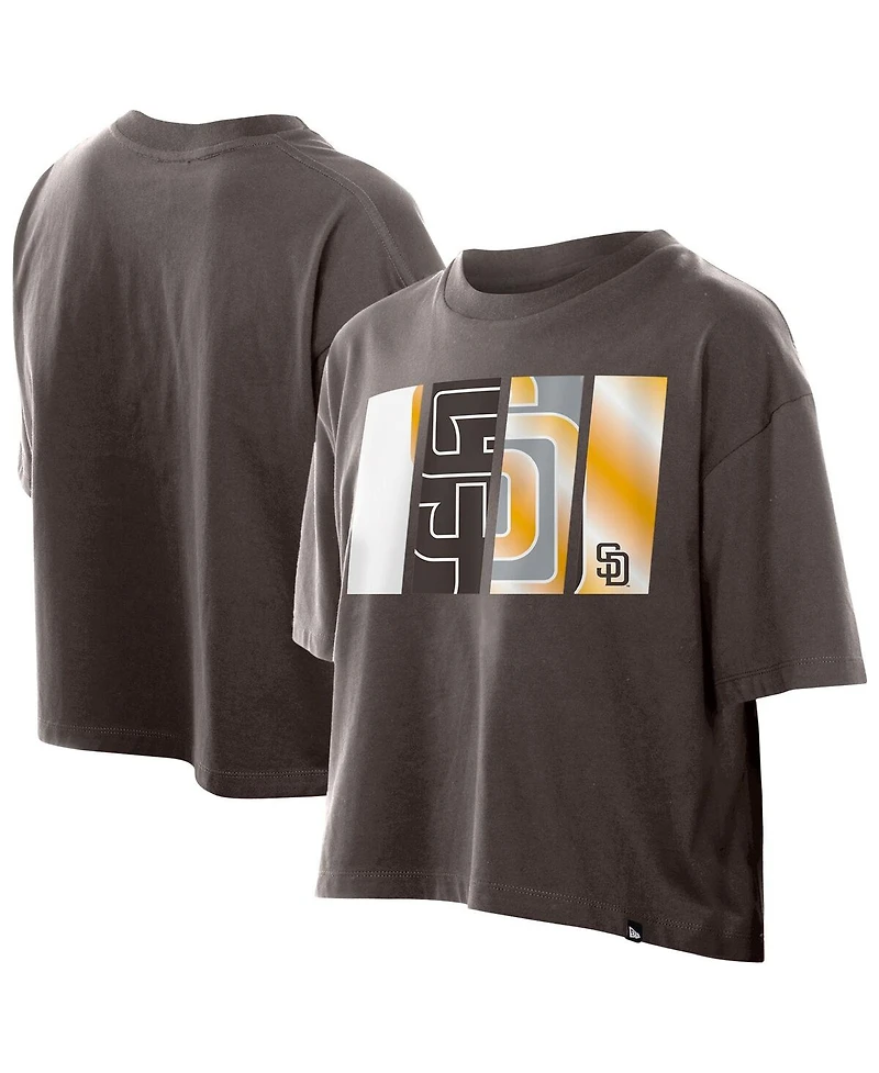 New Era Men's Brown San Diego Padres Boxy Foil Logo T-Shirt