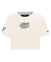 Pro Standard Women's Cream Florida Gators Reverse French Terry Boxy Cropped T-Shirt