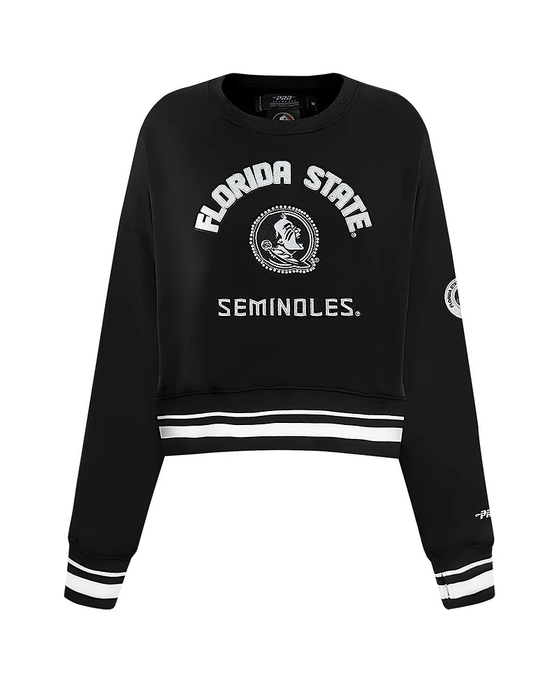 Pro Standard Women's Black Florida State Seminoles Cultivated-Pearl Cropped Pullover Sweatshirt