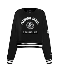 Pro Standard Women's Black Florida State Seminoles Cultivated-Pearl Cropped Pullover Sweatshirt