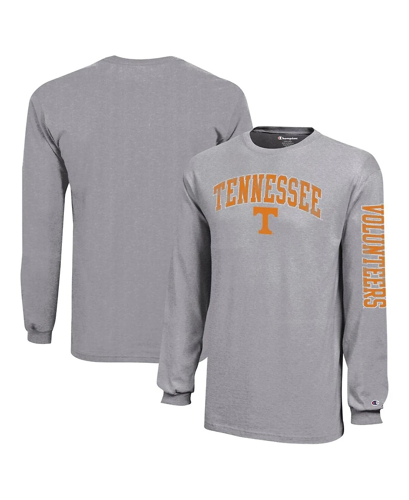 Champion Big Boys and Girls Gray Tennessee Volunteers Distressed Arch Over Logo Long Sleeve T-Shirt