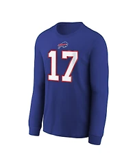 Nike Big Boys and Girls Josh Allen Royal Buffalo Bills Player Name Number Long Sleeve T-Shirt