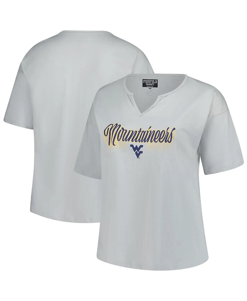 Fanatics Women's Gray West Virginia Mountaineers Plus Winning Gear Notch Neck T-Shirt