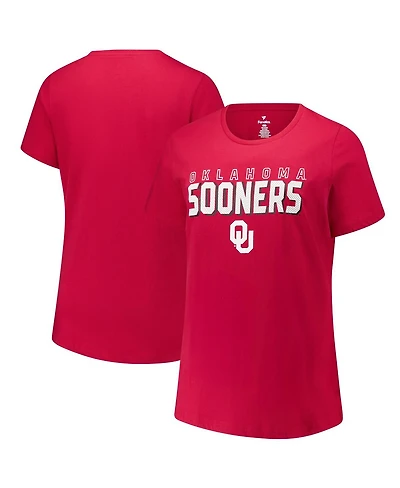 Fanatics Women's Crimson Oklahoma Sooners Plus Lean Scoop Neck T-Shirt