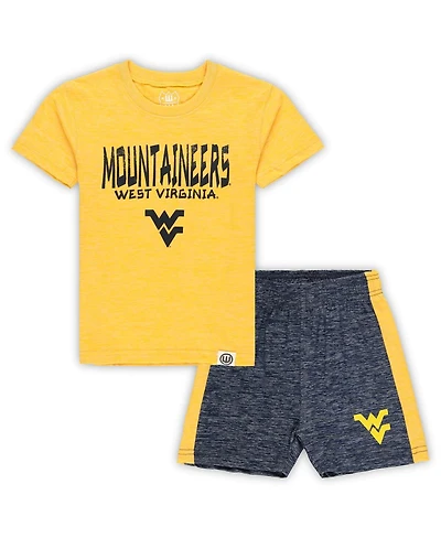 Wes & Willy Toddler 2-Piece West Virginia Mountaineers Cloudy Yarn T-Shirt and Shorts Set