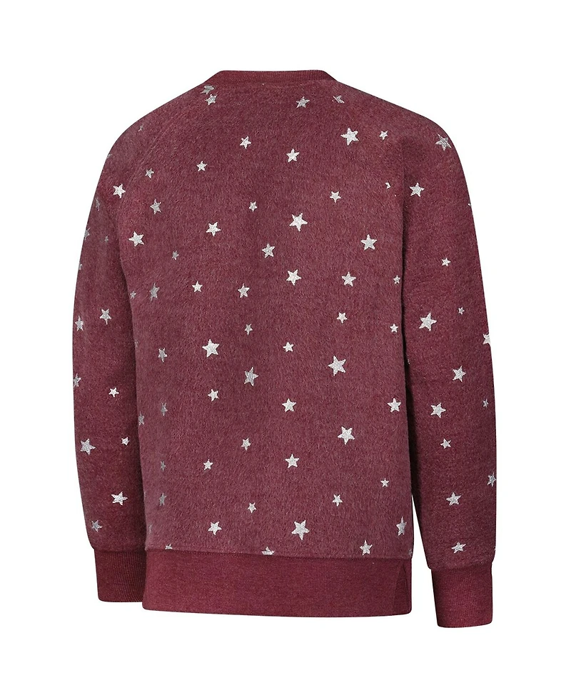 Wes & Willy Big Girls Garnet South Carolina Gamecocks Shimmer Star Reverse Sweatshirt