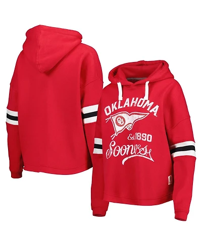 Pressbox Women's Crimson Oklahoma Sooners Super Pennant Pullover Hoodie