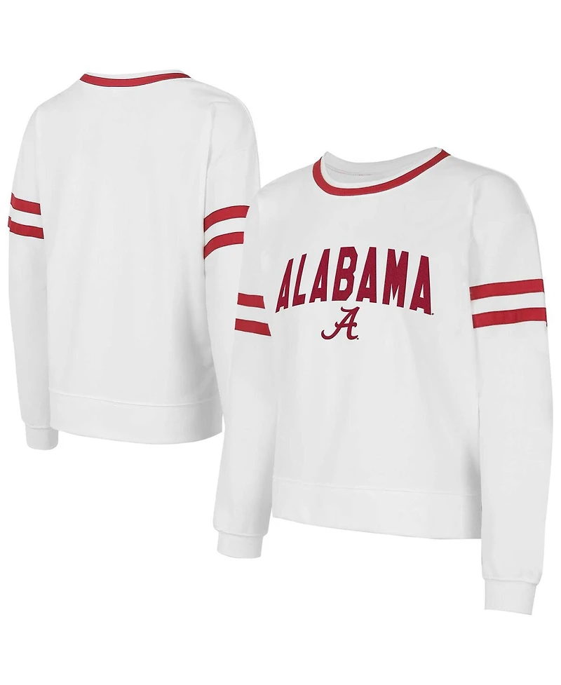 Concept Sport Women's White Alabama Crimson Tide Borough French Terry Arch Over Long Sleeve Top