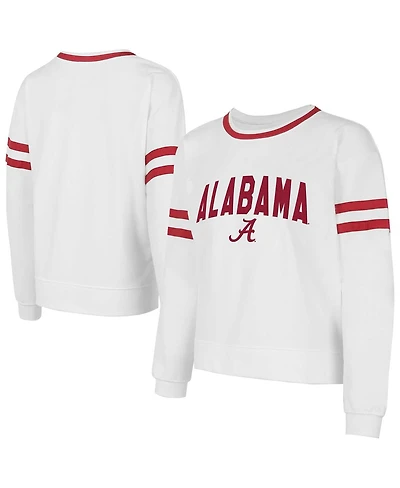 Concept Sport Women's White Alabama Crimson Tide Borough French Terry Arch Over Long Sleeve Top