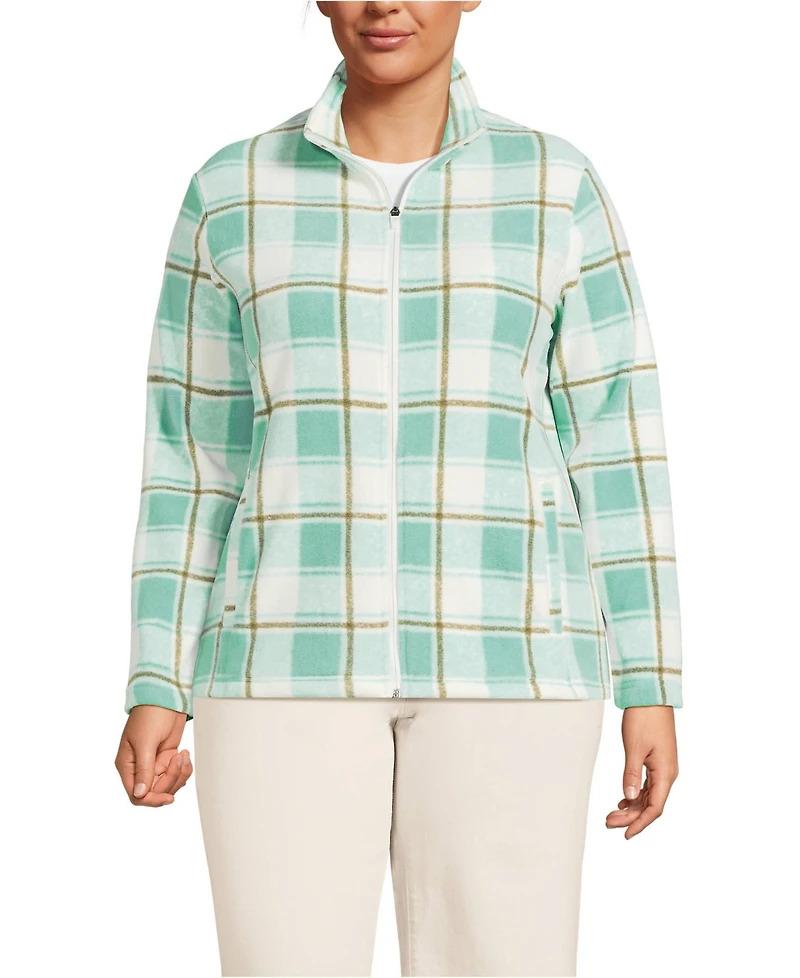 Lands' End Plus Anyweather Fleece Full Zip Print Jacket