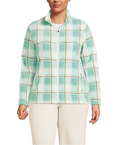 Lands' End Plus Anyweather Fleece Full Zip Print Jacket