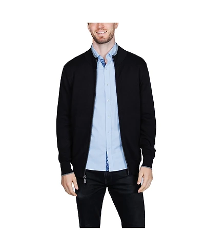 Tailorbyrd Men's Fine Knit Full Zip Mock Neck Sweater