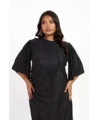 Fashion-szn Curve Women's Ruched Side Flutter Sleeve Midi Dress