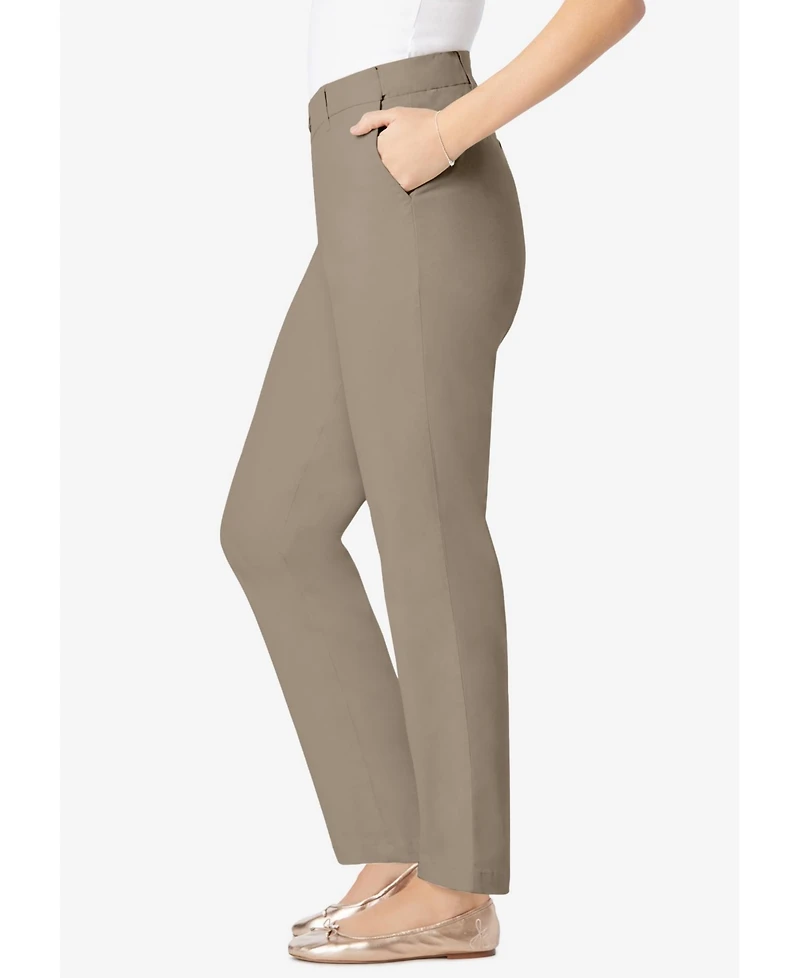 Woman Within Plus Tall Adjustable Waist Straight-Leg Chino
