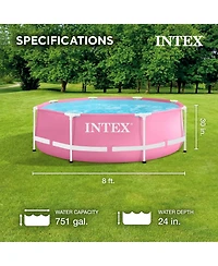 Intex 28290EH 8ft x 30in Round Metal Frame Above Ground Swimming Pool, Pink