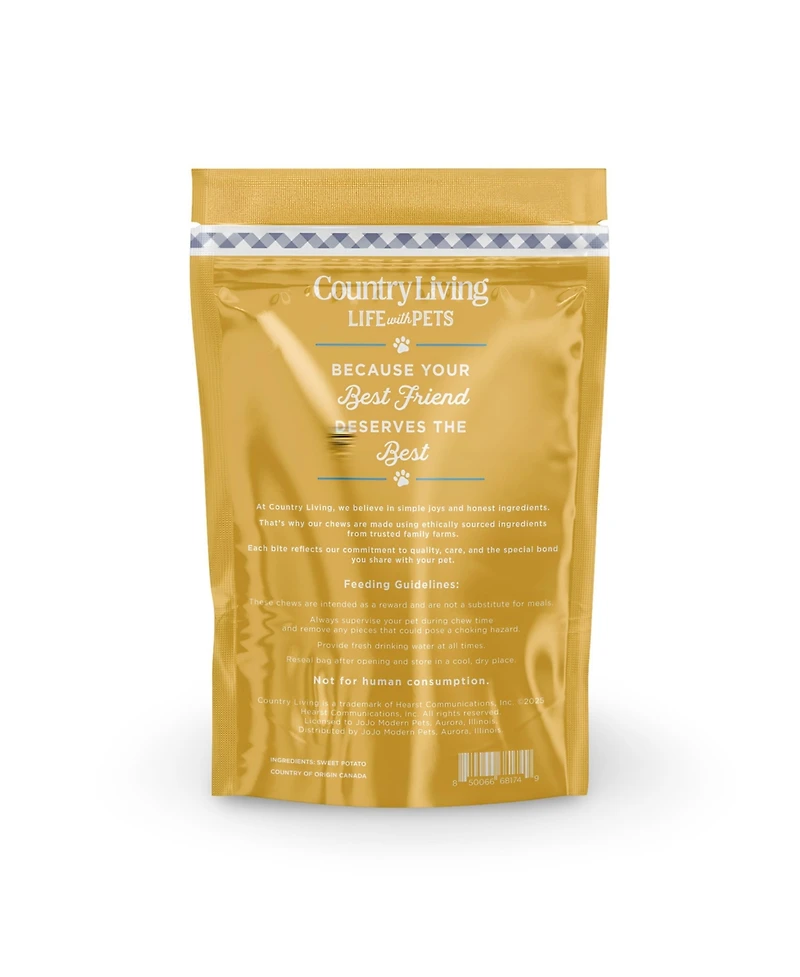 Country Living Sweet Potato Chips Dog Treats – 8oz Bag – 100% Natural